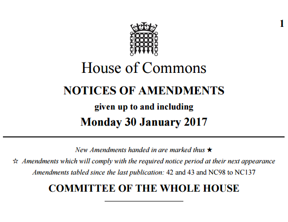 6 key amendments to the Article 50 Bill